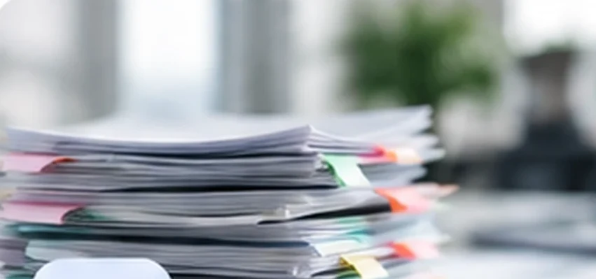 A stack of paperwork waiting to be dealt with